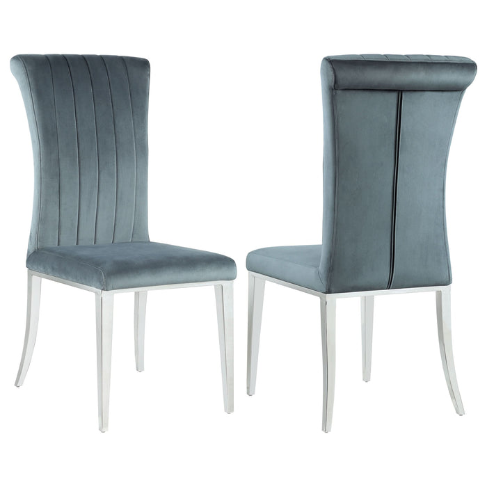 Beaufort Upholstered Dining Side Chair Steel Grey (Set of 2) - Walo Furniture 