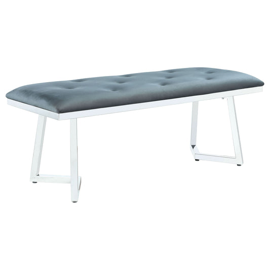 Beaufort Velvet Upholstered Dining Bench Steel Grey - Walo Furniture 