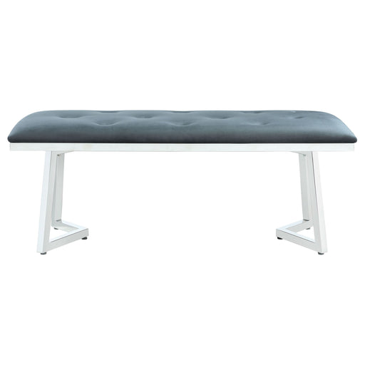 Beaufort Velvet Upholstered Dining Bench Steel Grey - Walo Furniture 