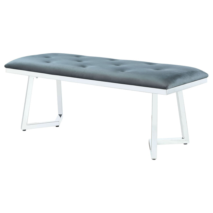 Beaufort Velvet Upholstered Dining Bench Steel Grey - Walo Furniture 