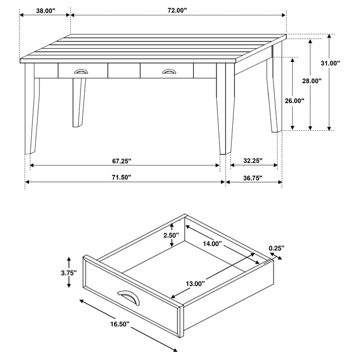 Kingman 72-inch 4-drawer Dining Table Distressed White - Walo Furniture 