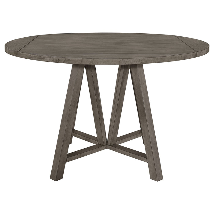 Athens Round 60-inch Drop Leaf Counter Dining Table Grey - Walo Furniture 