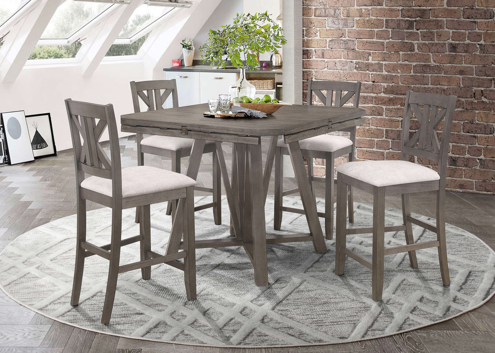 Athens Round 60-inch Drop Leaf Counter Dining Table Grey - Walo Furniture 