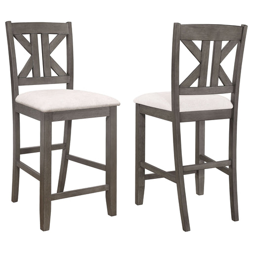 Athens Wood Counter Chair with Cushion Barn Grey (Set of 2) - Walo Furniture 