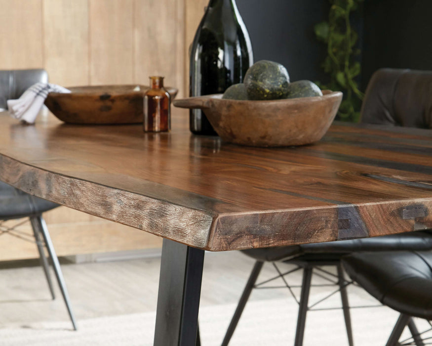 Ditman 80-inch Live Edge Dining Table Grey Sheesham - Walo Furniture 