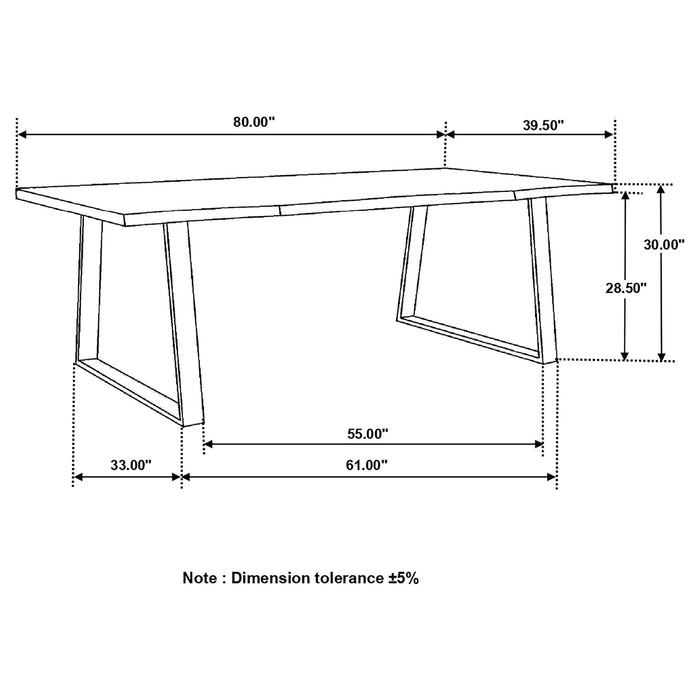 Ditman 80-inch Live Edge Dining Table Grey Sheesham - Walo Furniture 