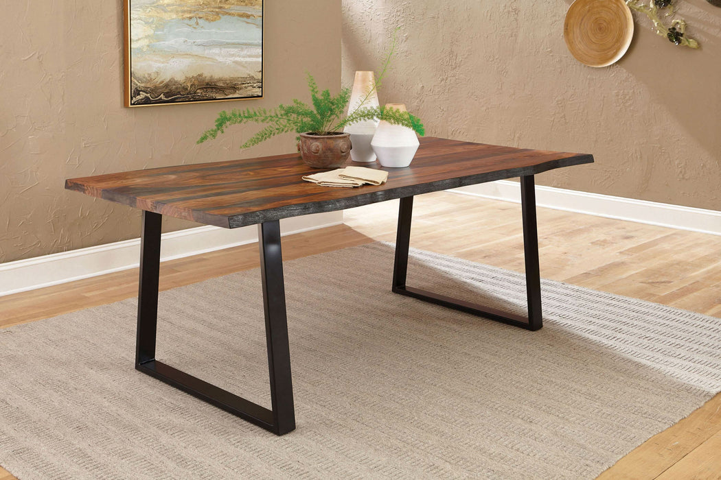 Ditman 80-inch Live Edge Dining Table Grey Sheesham - Walo Furniture 