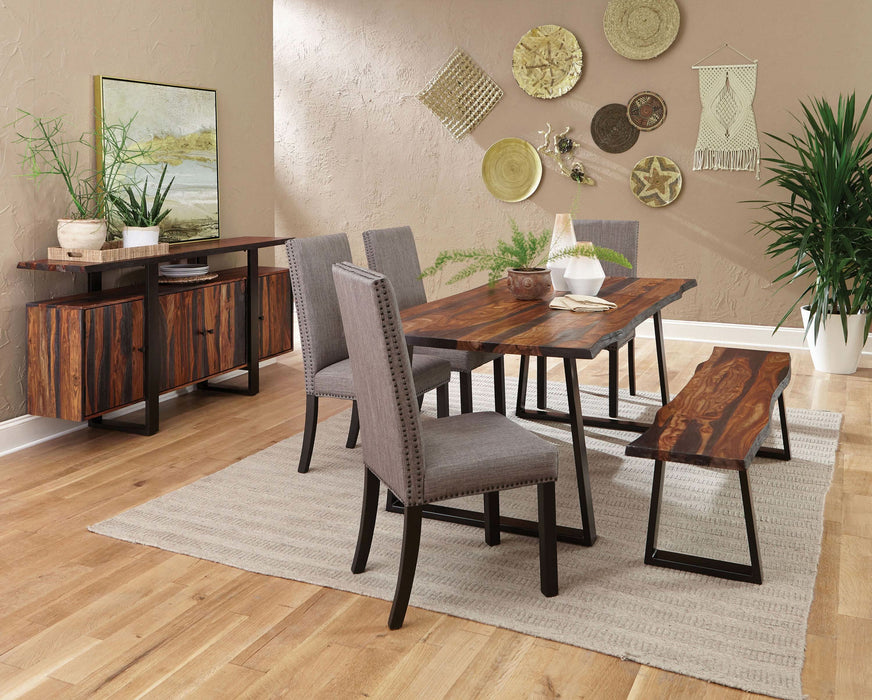 Ditman 80-inch Live Edge Dining Table Grey Sheesham - Walo Furniture 