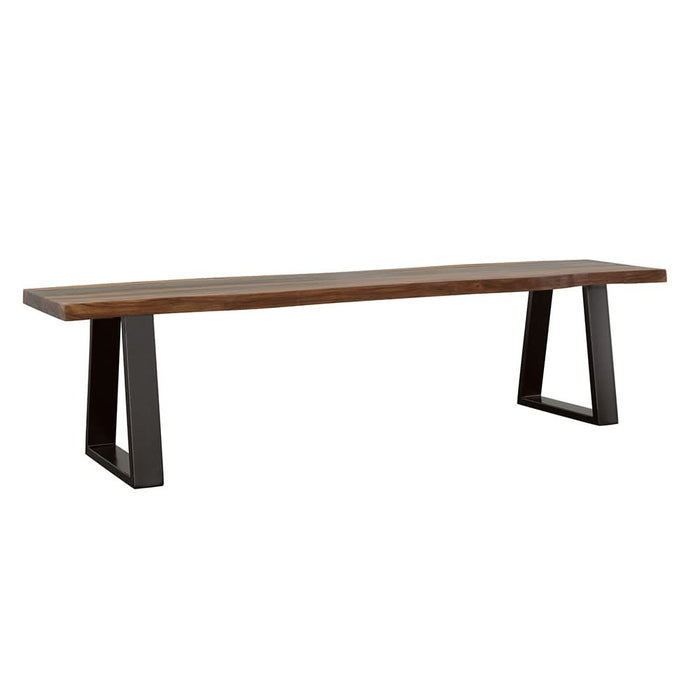 Ditman Live Edge Wood Dining Bench Grey Sheesham - Walo Furniture 