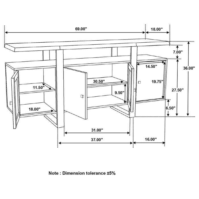 Ditman 4-door Solid Wood Sideboard Buffet Grey Sheesham - Walo Furniture 