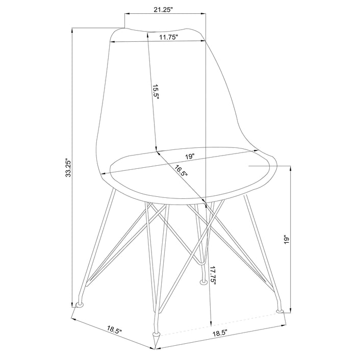 Juniper Polypropylene Dining Side Chair Grey (Set of 2) - Walo Furniture 