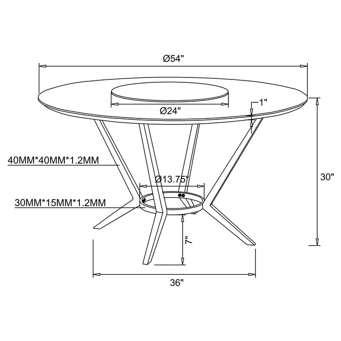 Abby Round 54-inch Lazy Susan Dining Table White High Gloss - Walo Furniture 