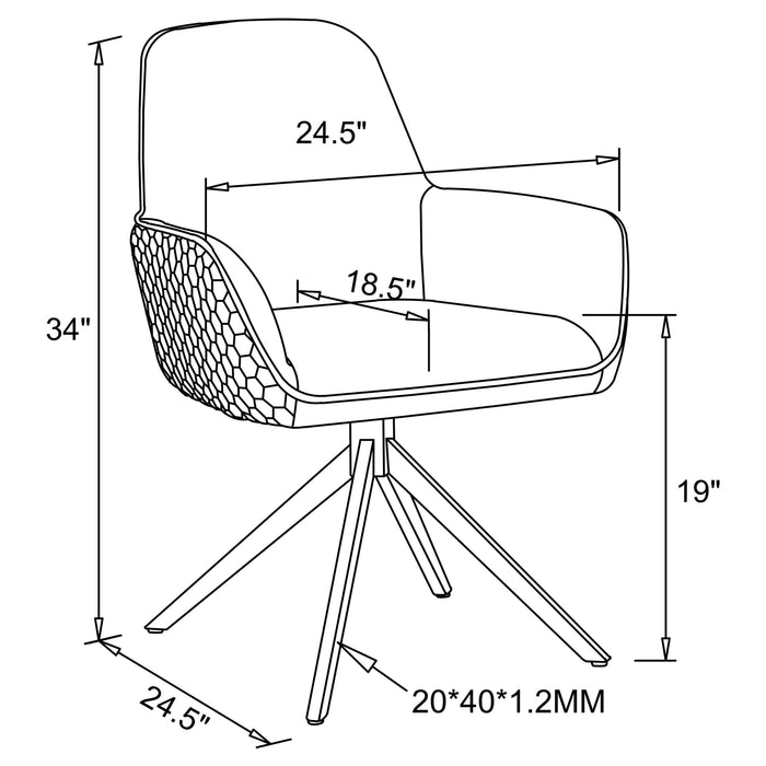 Abby Fabric Upholstered Swivel Dining Arm Chair Light Grey - Walo Furniture 