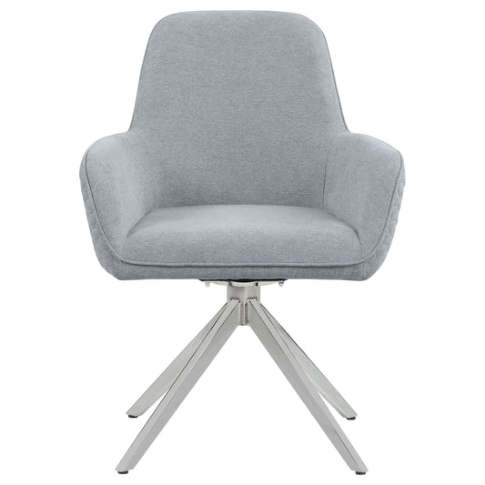 Abby Fabric Upholstered Swivel Dining Arm Chair Light Grey - Walo Furniture 