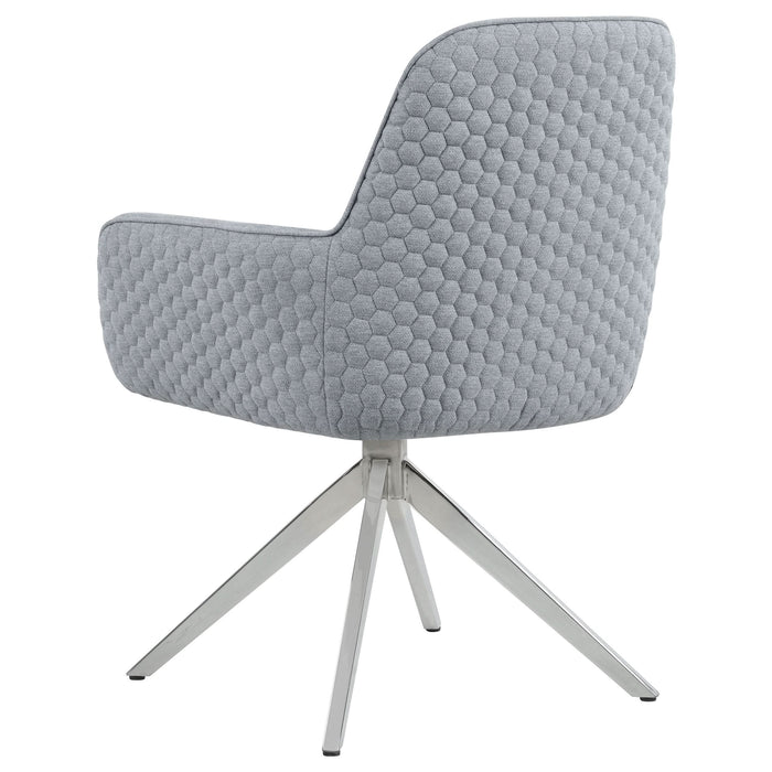 Abby Fabric Upholstered Swivel Dining Arm Chair Light Grey - Walo Furniture 