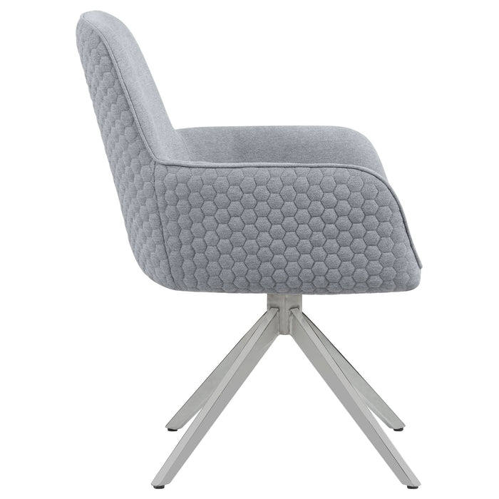 Abby Fabric Upholstered Swivel Dining Arm Chair Light Grey - Walo Furniture 