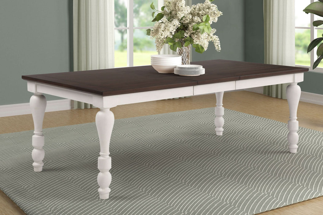 Madelyn 86-inch Extension Leaf Dining Table Coastal White - Walo Furniture 