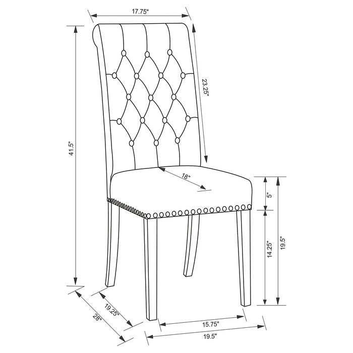 Alana Fabric Upholstered Dining Side Chair Grey (Set of 2)