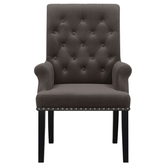 Alana Velvet Upholstered Dining Arm Chair Brown