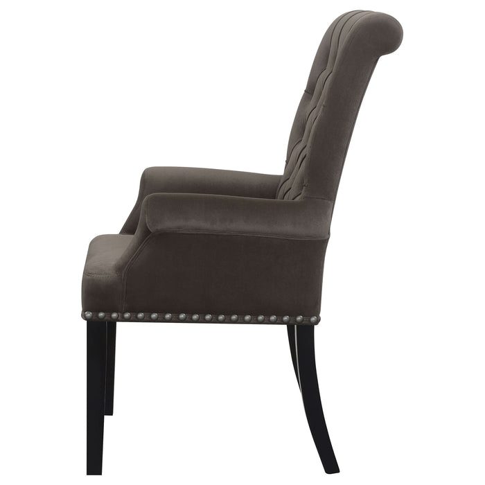 Alana Velvet Upholstered Dining Arm Chair Brown