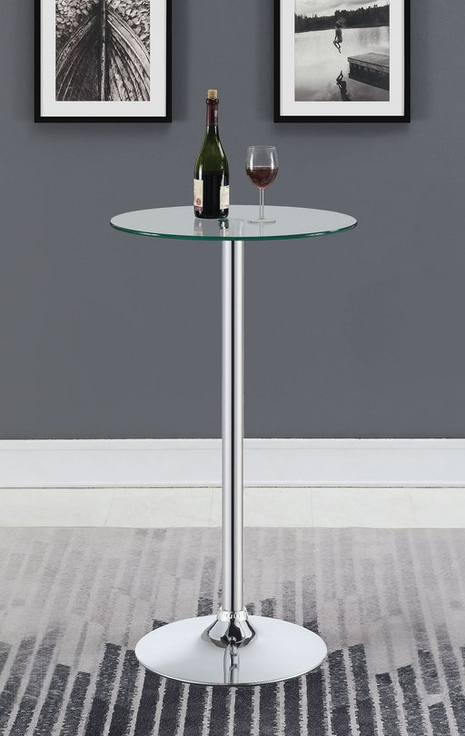 Abiline Round 24-inch Glass Top Bistro Bar Table Chrome - Walo Furniture 