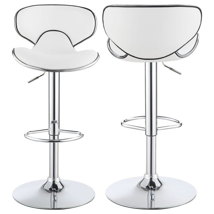 Edenton Upholstered Adjustable Bar Stool White (Set of 2) - Walo Furniture 