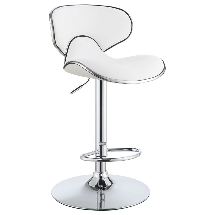 Edenton Upholstered Adjustable Bar Stool White (Set of 2) - Walo Furniture 