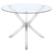 Vance Round 41-inch Glass Top Asterisk Dining Table Chrome - Walo Furniture 