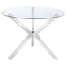 Vance Round 41-inch Glass Top Asterisk Dining Table Chrome - Walo Furniture 