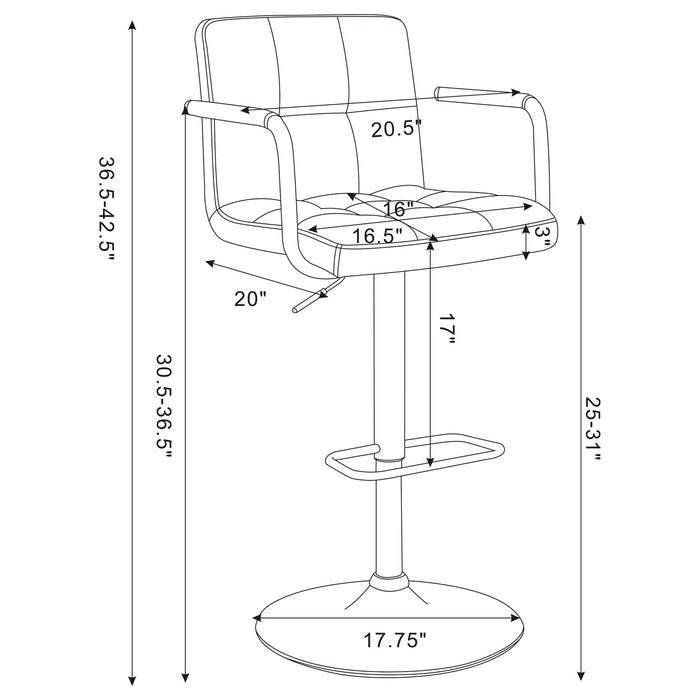 Palomar Adjustable Height Bar Stool Black and Chrome - Walo Furniture 