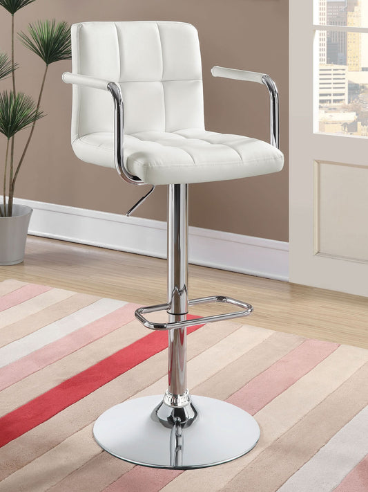 Palomar Adjustable Height Bar Stool White and Chrome - Walo Furniture 