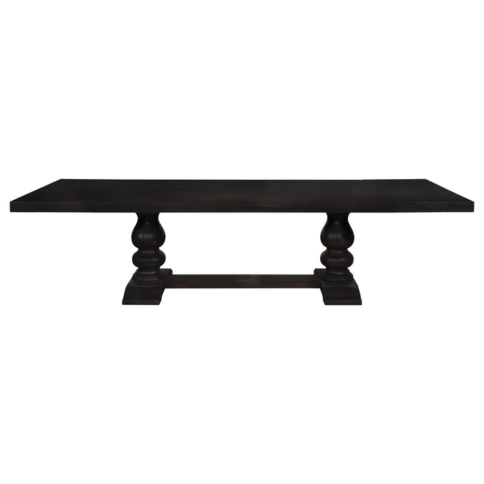 Phelps 123-inch Extension Leaf Dining Table Distressed Noir - Walo Furniture 