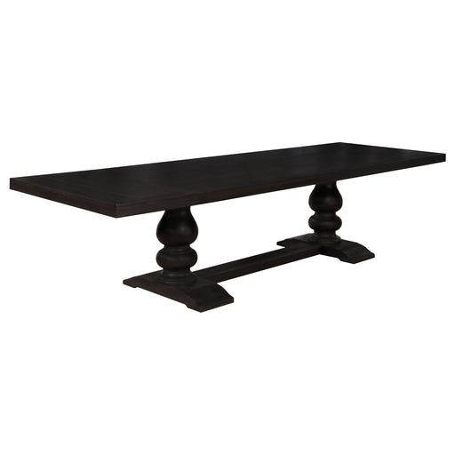 Phelps 123-inch Extension Leaf Dining Table Distressed Noir - Walo Furniture 