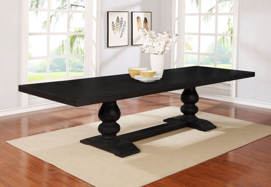 Phelps 123-inch Extension Leaf Dining Table Distressed Noir - Walo Furniture 