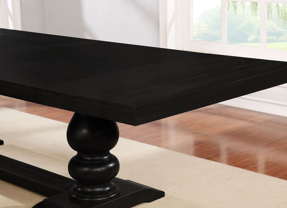 Phelps 123-inch Extension Leaf Dining Table Distressed Noir - Walo Furniture 