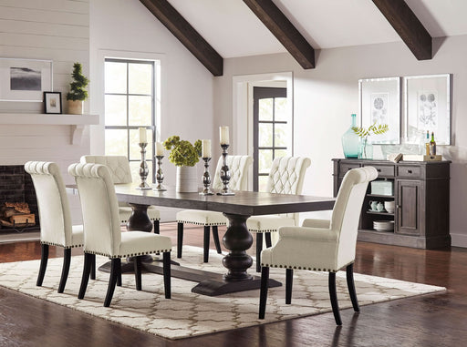 Phelps 7-piece Rectangular Dining Table Set Distressed Noir - Walo Furniture 