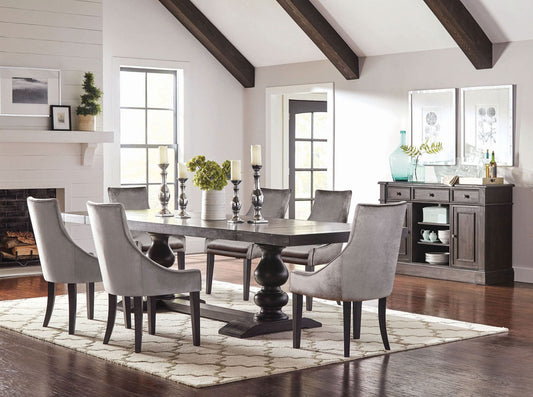 Phelps 7-piece Rectangular Dining Table Set Distressed Noir - Walo Furniture 