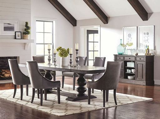 Phelps 8-piece Rectangular Dining Table Set Distressed Noir - Walo Furniture 