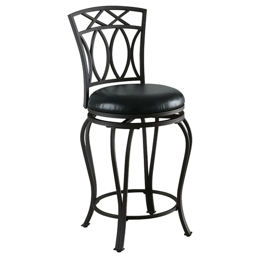 Adamsville Upholstered Swivel Counter Height Stool Black - Walo Furniture 