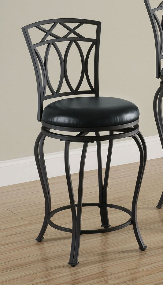 Adamsville Upholstered Swivel Counter Height Stool Black - Walo Furniture 