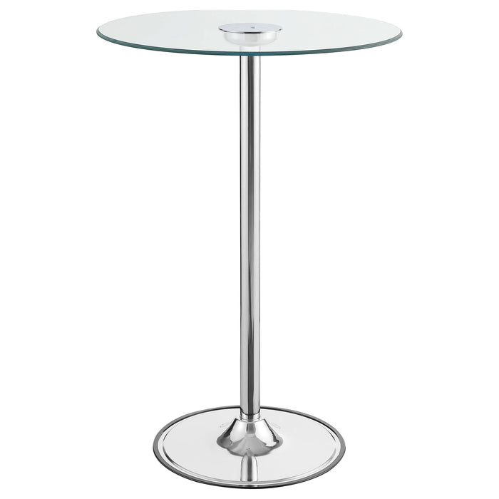 Thea Round 28-inch Glass Top LED Bistro Bar Table Chrome - Walo Furniture 