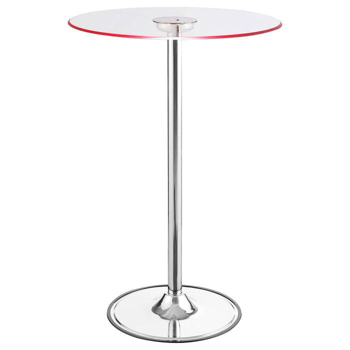 Thea Round 28-inch Glass Top LED Bistro Bar Table Chrome - Walo Furniture 