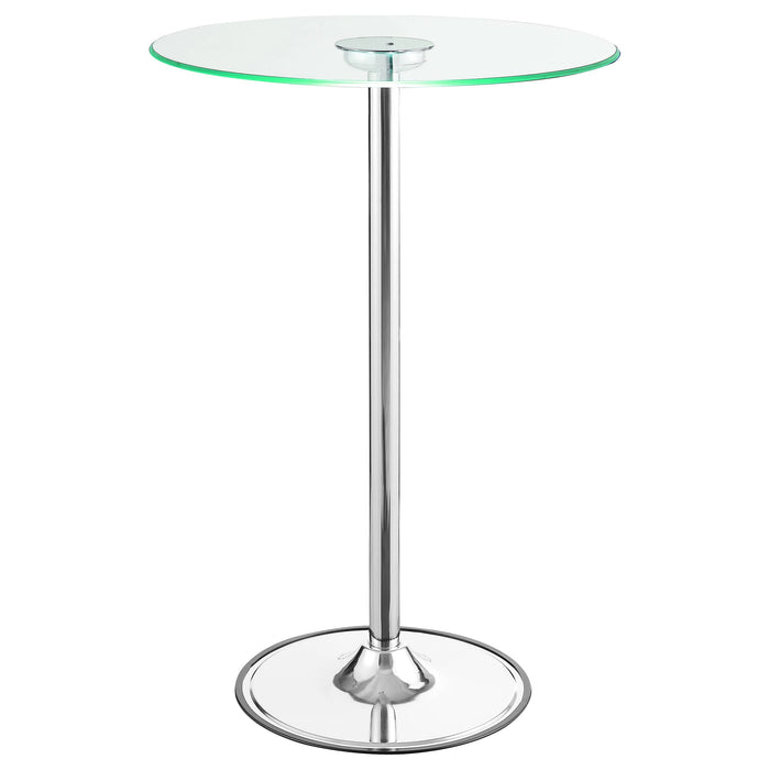 Thea Round 28-inch Glass Top LED Bistro Bar Table Chrome - Walo Furniture 