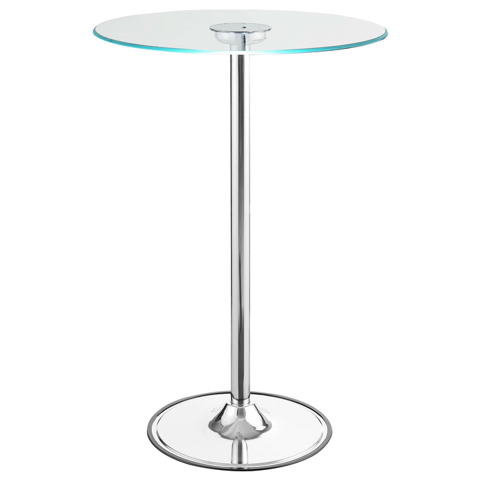 Thea Round 28-inch Glass Top LED Bistro Bar Table Chrome - Walo Furniture 