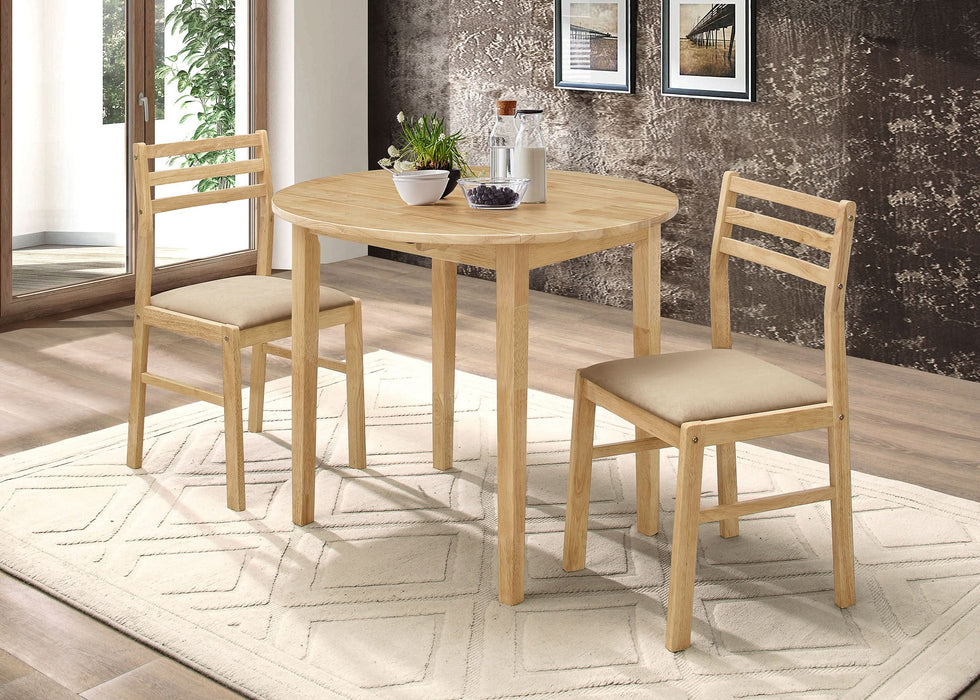 Bucknell 3-piece Round Drop Leaf Dining Table Set Natural - Walo Furniture 