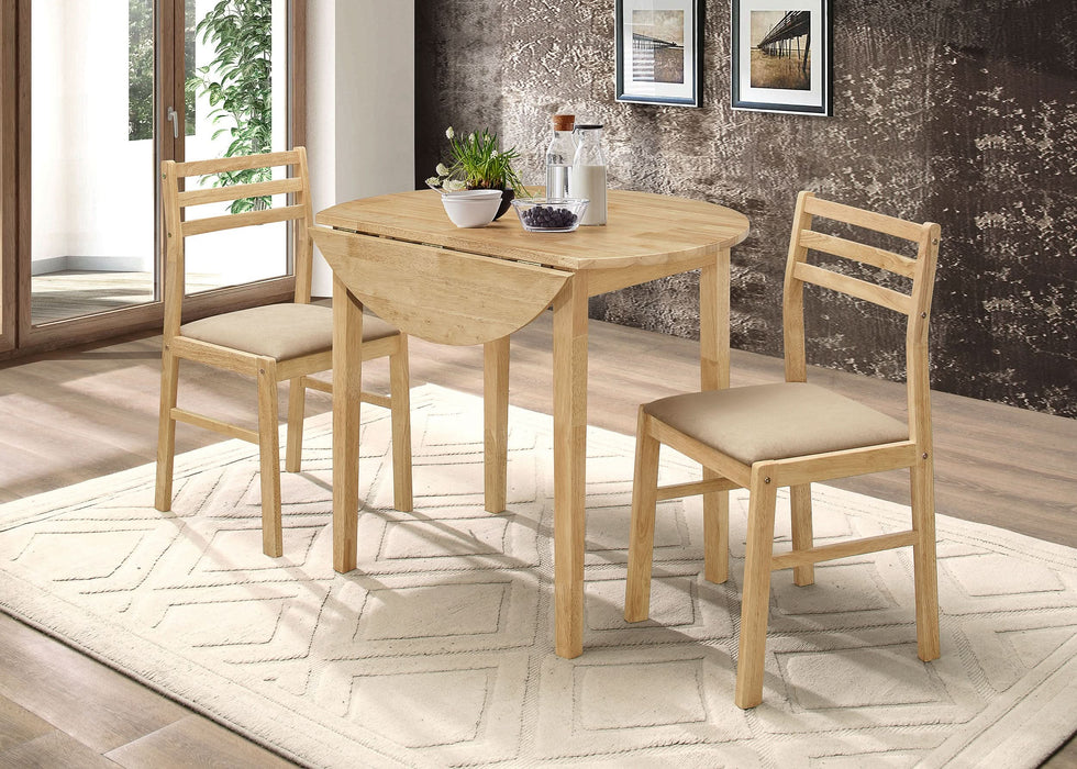 Bucknell 3-piece Round Drop Leaf Dining Table Set Natural - Walo Furniture 