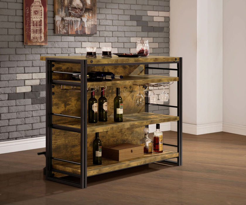 Renaldi 3-shelf Home Bar Wine Cabinet Rustic Nutmeg - Walo Furniture 