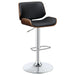 Folsom Upholstered Adjustable Bar Stool Black and Chrome - Walo Furniture 