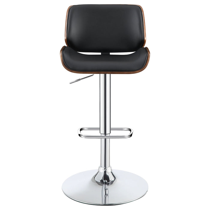 Folsom Upholstered Adjustable Bar Stool Black and Chrome - Walo Furniture 