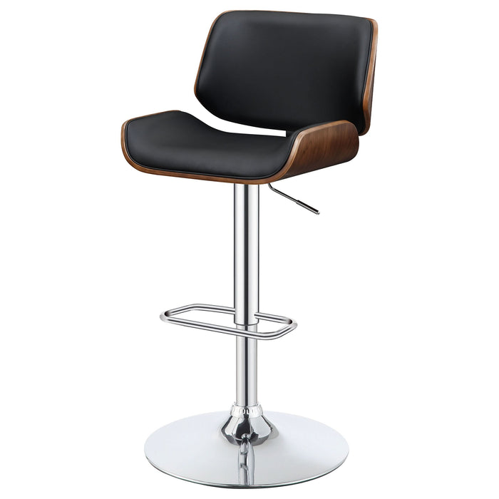 Folsom Upholstered Adjustable Bar Stool Black and Chrome - Walo Furniture 